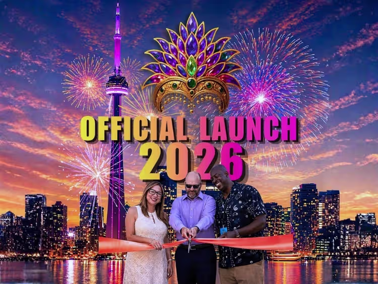 Toronto Caribbean Carnival Official Launch 2026 Toronto Caribbean Carnival Official Launch 2026 event with fireworks and city skyline